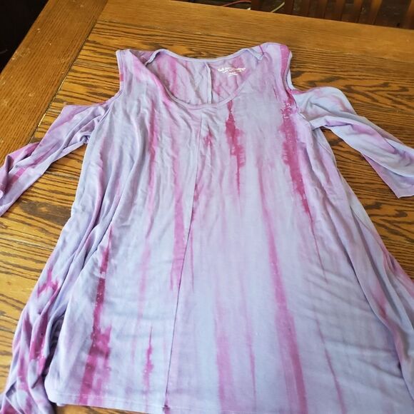 Soft Surroundings purple sun bleached cold shoulde - Picture 1 of 4